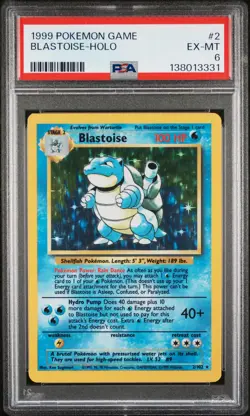 1999 POKEMON BASE SET UNLIMITED #2 BLASTOISE-HOLO PSA 6 - Image 1