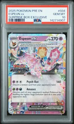 2025 POKEMON PRE EN-PRISMATIC EVOLUTIONS SURPRISE BOX EXCLUSIVE ESPEON EX PSA 10 - Image 1