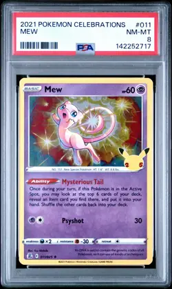 2021 Pokemon Celebrations Mew #011 PSA 8 NM-MT - Image 1