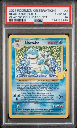 2021 POKEMON CELEBRATIONS CLASSIC COLL #2 BLASTOISE-HOLO PSA 10 - Image 1