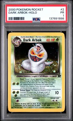 2000 POKEMON ROCKET #2 DARK ARBOK-HOLO PSA 1 - Image 1