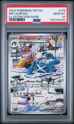2024 POKEMON TEF EN-TEMPORAL FORCES ILLUSTRATION RARE #178 METAGROSS PSA 10 - Image 1