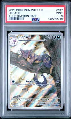 2025 Pokemon White Flare WHT En Liepard Illustration Rare #137 PSA 9 Mint - Image 1
