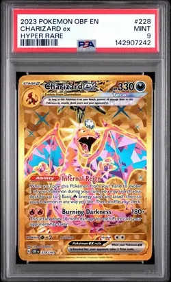 2023 POKEMON OBF EN-OBSIDIAN FLAMES HYPER RARE #228 CHARIZARD EX PSA 9 - Image 1