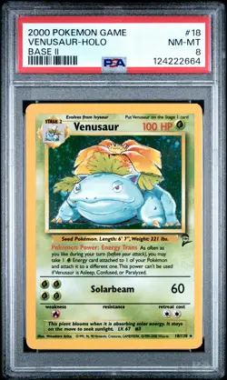 2000 POKEMON BASE SET 2 #18 VENUSAUR-HOLO PSA 8 - Image 1