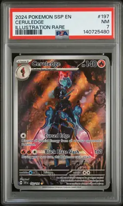 2024 POKEMON SSP EN-SURGING SPARKS ILLUSTRATION RARE #197 CERULEDGE PSA 7 - Image 1