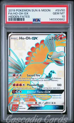PSA 10 Ho-Oh GX Shiny Full Art SV50/SV94 Hidden Fates Pokemon - Image 1