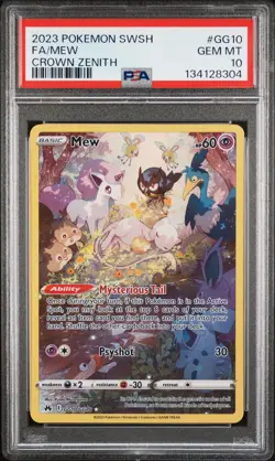 2023 POKEMON SWORD & SHIELD CROWN ZENITH #GG10 FULL ART/MEW PSA 10 - Image 1