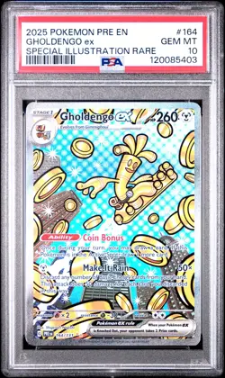 2025 POKEMON PRE EN-PRISMATIC EVOLUTIONS #164 GHOLDENGO EX PSA 10 - Image 1