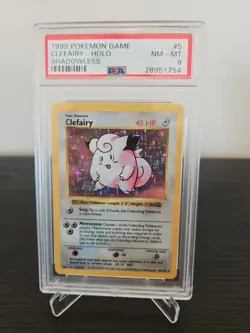 Pokemon TCG Clefairy Base Set Shadowless PSA 8 #5 Near Mint - Image 1