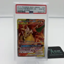 Pokemon Sun & Moon Charizard & Braixen GX Cosmic Eclipse #22 Gem Mint PSA 10 - Image 1