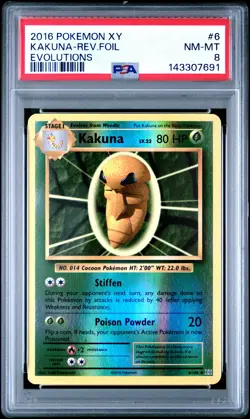2016 POKEMON XY EVOLUTIONS #6 KAKUNA-REVERSE FOIL PSA 8 - Image 1