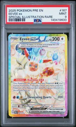 2025 POKEMON PRE SPECIAL ILLUSTRATION RARE #167 EEVEE EX PSA 9 - Image 1