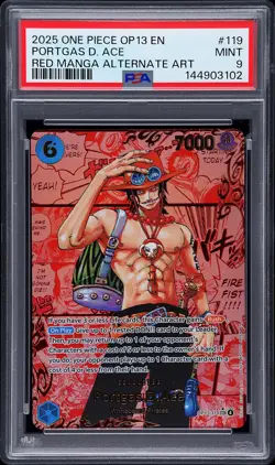 2025 ONE PIECE RED MANGA ALTERNATE ART OP13-119 PORTGAS D. ACE PSA 9 - Image 1