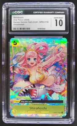 2024 ONE PIECE CCG SHIRAHOSHI BANDAI GAMES FEST OP03-116 CGC 10 C PT - Image 1