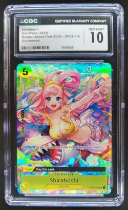 2024 ONE PIECE CCG SHIRAHOSHI BANDAI GAMES FEST OP03-116 CGC 10 D PT - Image 1