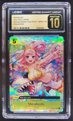 2024 ONE PIECE CCG SHIRAHOSHI BANDAI GAMES FEST OP03-116 CGC 10 PRISTINE C PT - Image 1