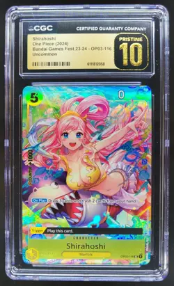 2024 ONE PIECE CCG SHIRAHOSHI BANDAI GAMES FEST OP03-116 CGC 10 PRISTINE D PT - Image 1