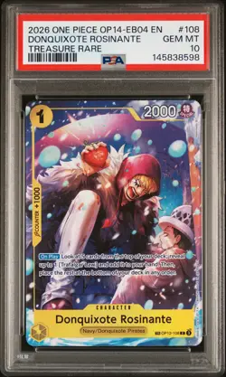 2026 ONE PIECE OP14-EB04-THE AZURE SEA'S SEVEN #108 DONQUIXOTE ROSINANTE PSA 10 - Image 1