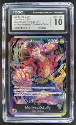 2025 ONE PIECE CCG MONKEY D. LUFFY PROMO 3RD ANNIVERSARY CGC 10 A PT - Image 1