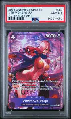 2025 ONE PIECE OP12-LEGACY OF THE MASTER ALTERNATE ART VINSMOKE REIJU PSA 10 - Image 1