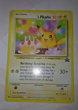Pokemon Pikachu Birthday Promo Card – Vintage Collectible – Good Condition - Image 1