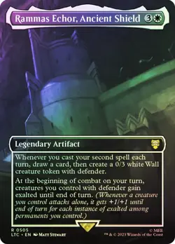 1x NM BORDERLESS FOIL Rammas Echor, Ancient Shield MTG LOTR SV - Image 1