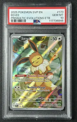 EEVEE VMAX PSA 10 2025 POKEMON SVP EN #173 PRISMATIC EVOLUTIONS ETB 846 - Image 1