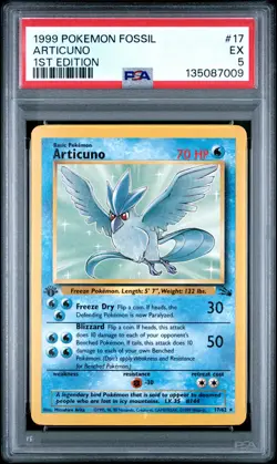 1999 POKEMON FOSSIL 1ST ED #17 ARTICUNO PSA 5 - Image 1