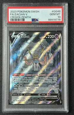 ZACIAN V PSA 10 2023 POKEMON SWSH CROWN ZENITH #GG48/GG70 FULL ART FA 776 - Image 1