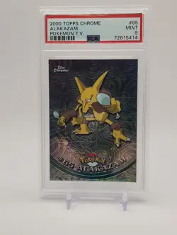 ALAKAZAM 2000 Topps Chrome Pokemon TV #65 PSA 9 - Image 1