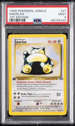 1999 POKEMON JUNGLE 1ST EDITION #27 SNORLAX PSA 9 - Image 1