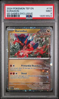 2024 POKEMON TEF EN-TEMPORAL FORCES EB GAMES EXCLUSIVE #119 KORAIDON PSA 9 - Image 1