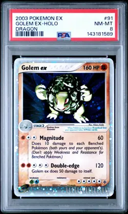 2003 POKEMON EX DRAGON #91 GOLEM EX-HOLO PSA 8 - Image 1