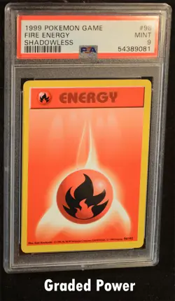 Pokemon Base Set Unlimited Shadowless Fire Energy SHADOWLESS PSA 9 (9081) #98 - Image 1