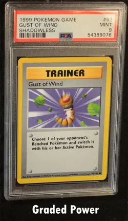 Pokemon Base Set Unlimited Shadowless Gust of Wind SHADOWLESS PSA 9 (9076) #93 - Image 1