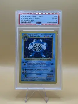 1999 Pokemon Shadowless Base Set Poliwrath #13 PSA 9 - Image 1