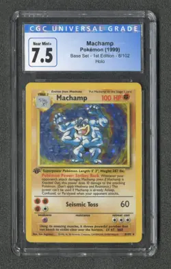 1999 Pokemon Machamp 1st Edition Holo 8/102 CGC 7.5 NEAR MINT PLUS - Image 1
