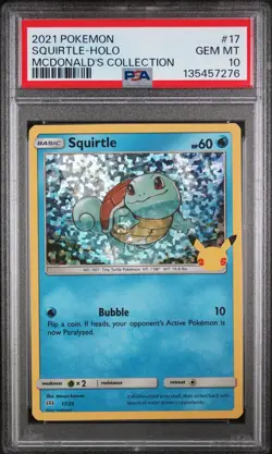 2021 POKEMON MCDONALD'S COLL #17 SQUIRTLE-HOLO PSA 10 - Image 1