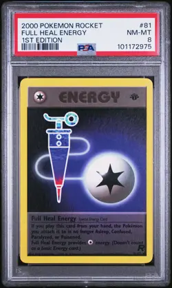 2000 POKEMON ROCKET 1ST ED #81 FULL HEAL ENERGY PSA 8 - Image 1