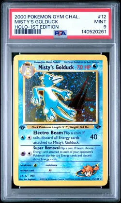 2000 POKEMON GYM CHALLENGE HOLO-1ST ED #12 MISTY'S GOLDUCK PSA 9 - Image 1
