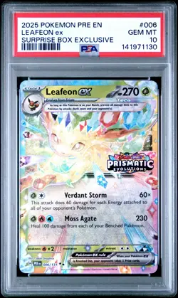 2025 POKEMON PRE EN-PRISMATIC EVOLUTIONS #006 LEAFEON EX PSA 10 - Image 1