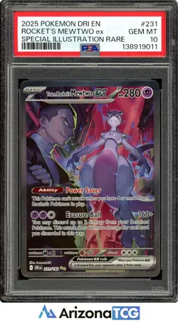 Pokemon 2025 Team Rocket's Mewtwo ex 231/182 SIR Destined Rivals GEM MINT PSA 10 - Image 1