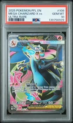 2025 POKEMON PFL EN-PHANTASMAL FLAMES ULTRA RARE #109 MEGA CHARIZARD X EX PSA 10 - Image 1