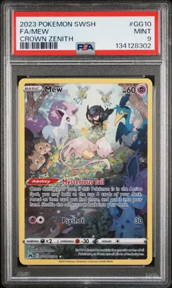 2023 POKEMON SWORD & SHIELD CROWN ZENITH #GG10 FULL ART/MEW PSA 9 - Image 1