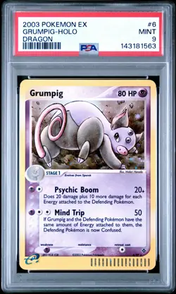 2003 POKEMON EX DRAGON #6 GRUMPIG-HOLO PSA 9 - Image 1