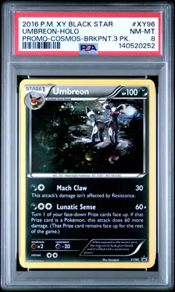 2016 POKEMON XY BLACK STAR PROMO COSMOS-BREAKPOINT 3 PACK UMBREON-HOLO PSA 8 - Image 1
