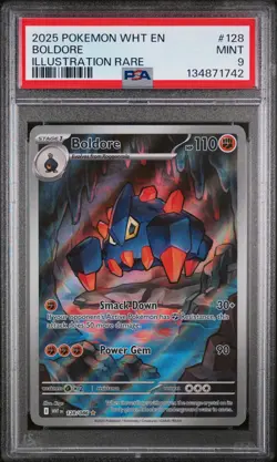 134871742 Boldore 2025 Pokemon White Flare #128 Illustration Rare PSA 9 - Image 1
