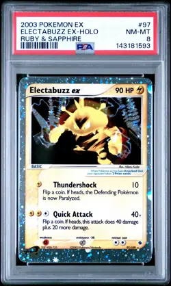 2003 POKEMON EX RUBY & SAPPHIRE #97 ELECTABUZZ EX-HOLO PSA 8 - Image 1