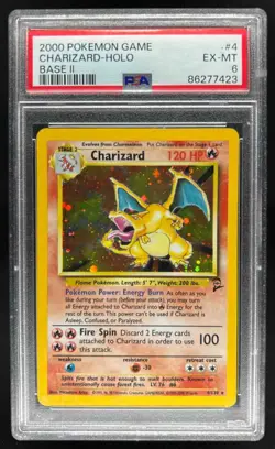 2000 Pokemon Base Set 2 Charizard Holo #4/130 PSA 6 - Image 1